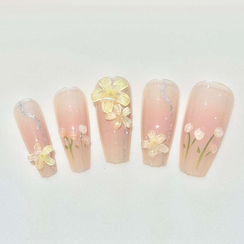 3D Garden Flowers Press On Nails (24pcs)