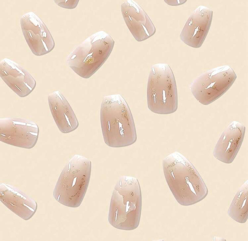 Glitter Sequins Marble Press On Nails  (24pcs)