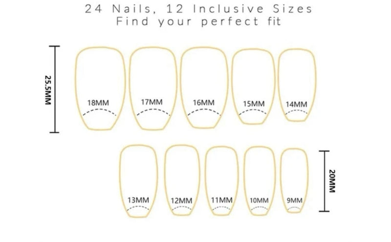 Bling Bling Sliver Ring Butterfly Press On Nails (24pcs)