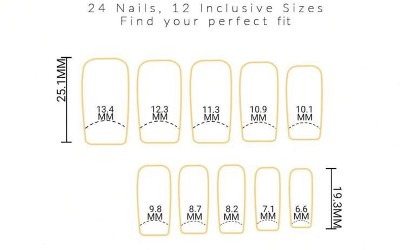 Black Pink Star Ring Press On Nails (24pcs)