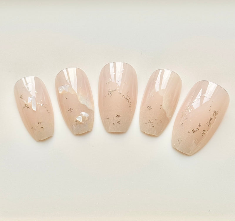 Glitter Sequins Marble Press On Nails  (24pcs)