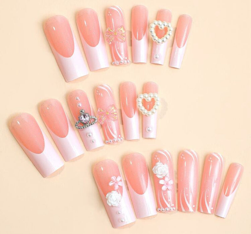 Romantic Pink Princess Extra Long Press On Nails (24pcs)